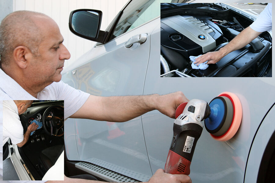 Handpolitur und Motorraumreinigung